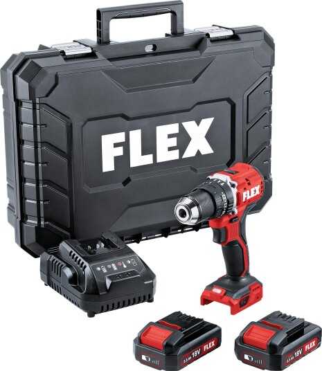 Flex Borskrutrekker PD2G 18.0-Ec Ld Set Med 2 Stk 8 ah Batterier, Lader