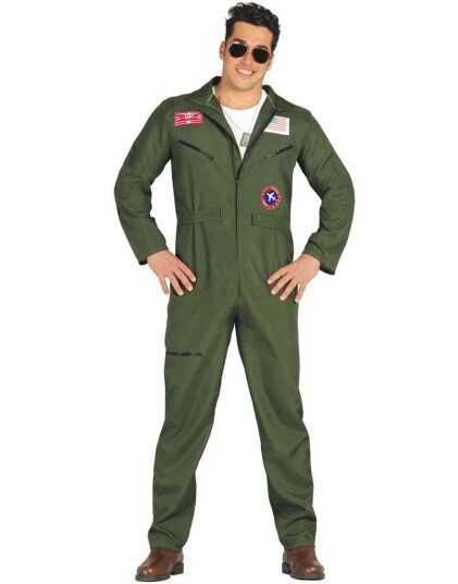Grønt Top Gun Inspirert Jagerpilot Herrekostyme Strl M Grønt Top Gun Inspirert Jagerpilot Herrekostyme Strl M