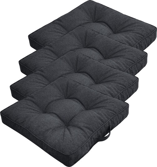 Nordstrand Home Futon pute pakke til hagestol 4 stk.   7 cm myke puter   Antrasitt grå hageputer til utendørs bruk   Måler 50x50 cm   Nordstrand Home stolputer
