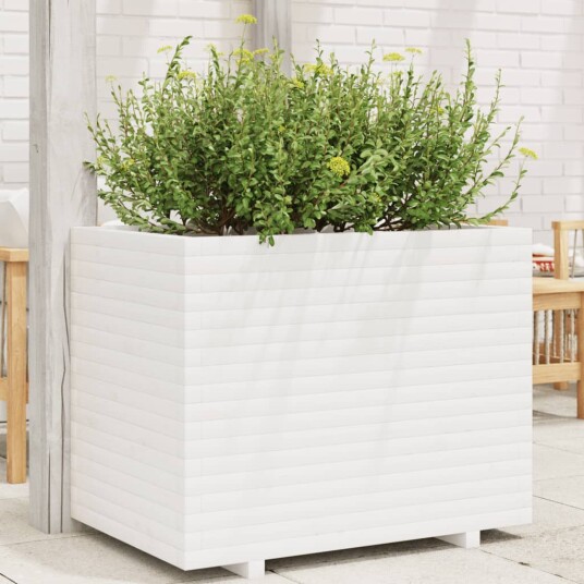 Plantekasse hvit 90x60x72 cm heltre furu