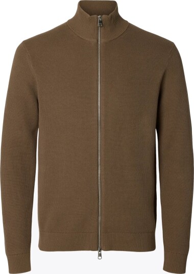 Selected Homme Dane Long Sleeve Knit Structure Full Zip Brun L