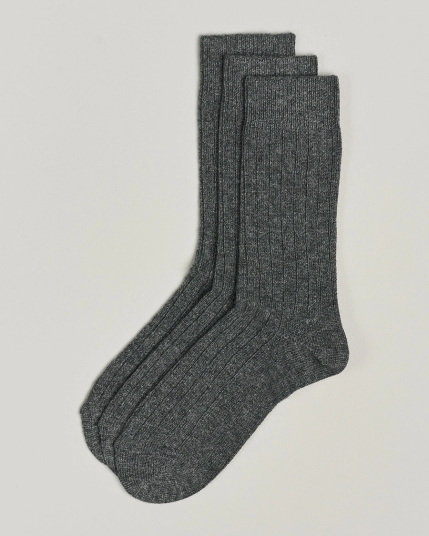 Amanda Christensen 3-Pack Supreme Wool/Cashmere Sock Grey Melange