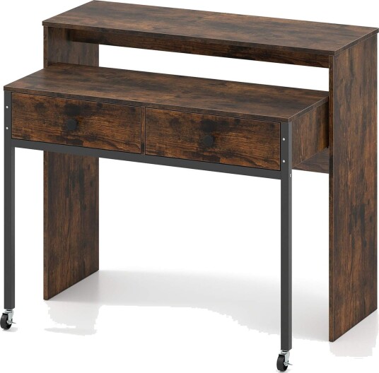 Utvidbart skrivebord med skuffer og hjul – plassbesparende design