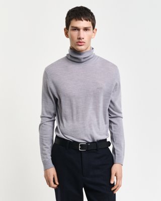 Turtleneck genser i merinoull GREY MELANGE M