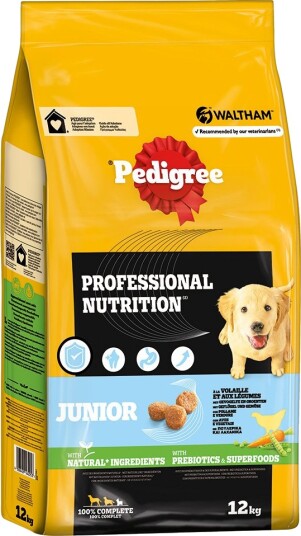 Pedigree Tørrfôr Professional Nutrition Junior Med Fjærkre Og Grønnsaker 2 X 12 kg