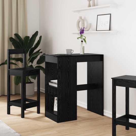 vidaXL Barbord med hylle Svart Eik 90 x 47,5 x 103,5 cm Konstruert tre