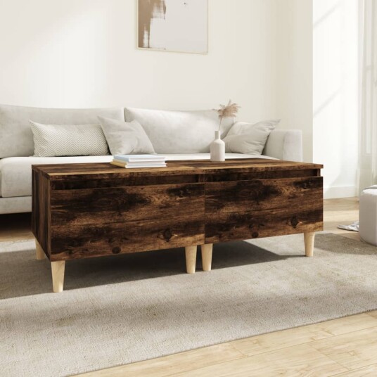Sidebord 2 stk røkt eik 50x46x35 cm konstruert tre 8720845668563