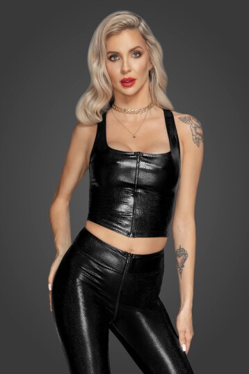 F275 Snake wetlook top with front zipper F275 Snake wetlook top with front zipper