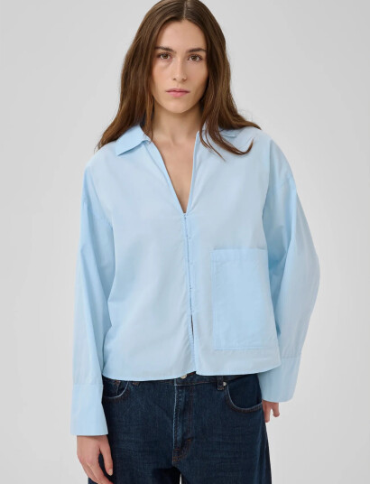 My Essential Wardrobe Mwsunna Boxy Short Shirt   Blue   46