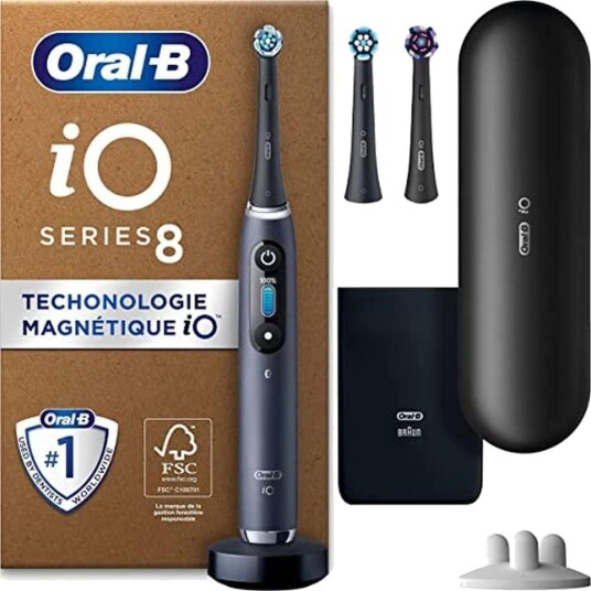 Oral-B iO Series 8 Elektrisk Tannb??rste Inkl. 3 B??rstehoder og Reiseetui Svart