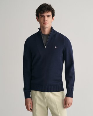 Gant Bomullsgenser med half-zip EVENING BLUE XXXL Gant Bomullsgenser med half-zip EVENING BLUE XXXL