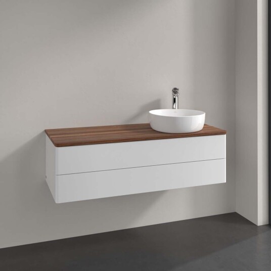 Villeroy & Boch Antao Servantskap med 2 skuffer 120x50x36 cm m/lys Hvit Blank/Valnøtt