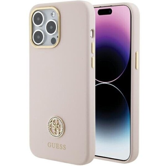 Guess Hardcase Silikonetui for iPhone 15 Pro Max 6,7" Rosa med Strass