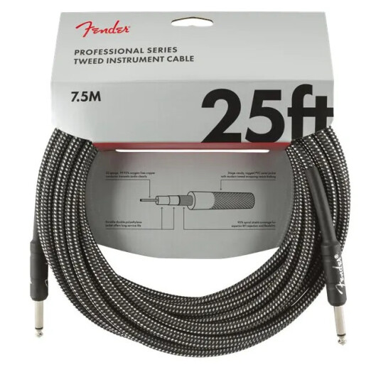 Fender Pro Instrumentkabel 7.5m Gt 25' Grå Tweed Fender Pro Instrumentkabel 7.5m Gt 25' Grå Tweed