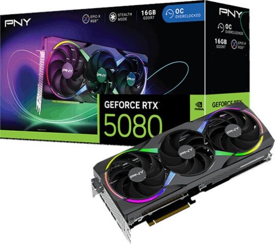 PNY GeForce RTX 5080 16GB GDDR7 Grafikkort med PCI Express 5.0