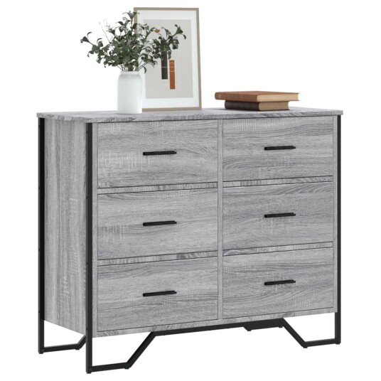 Kommode grå sonoma 91x35,5x74,5 cm konstruert tre 8721102834714 Kommode grå sonoma 91x35,5x74,5 cm konstruert tre 8721102834714
