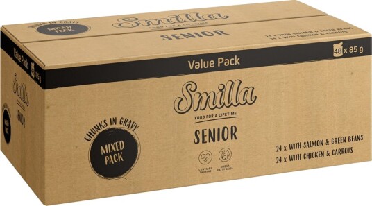 Smilla Våtfôr Senior Fresh Pouch Biter I Saus Med Grønnsaker Jumbopack Blandingspakke 96 X 85 G