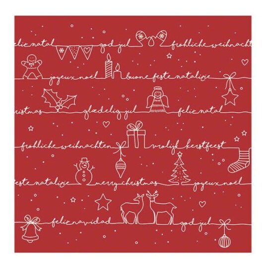 Ambiente   Serviett 33x33 cm 20 stk Written Christmas Wishes
