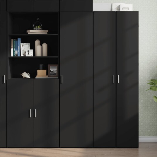 Hylle svart 45x42,5x185 cm konstruert tre