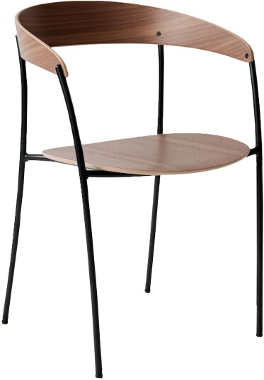 New Works - Missing Chair With Armrest Lacquered Walnut Black Frame Spisestoler Regular Company Brun,Tre Farget Metall/tre
