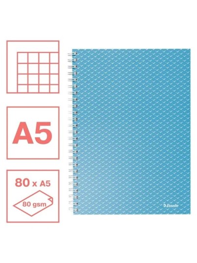 Esselte Colour"Breeze A5 Notebook squared wirebound Blue