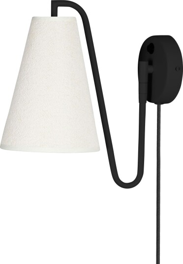 Globen Lighting Lou Vegglampe Bouclé Hvit/ Sort