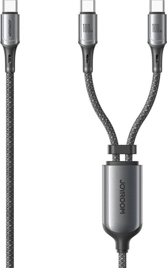 Joyroom S-A57 RapidX-serien hurtigladekabel 100W USB-C til 2x USB-C – Grå