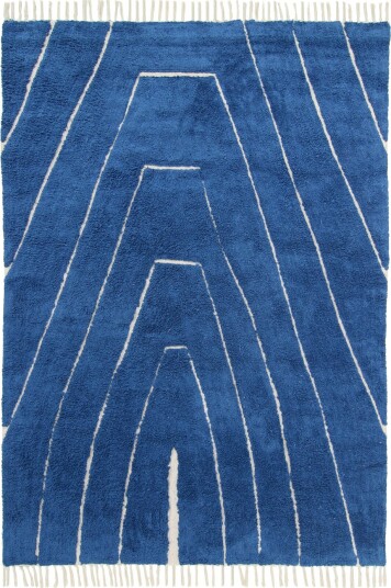 Ryetepper Sivia Natural Cotton Shaggy blå Størrelse: 80 x 150 cm