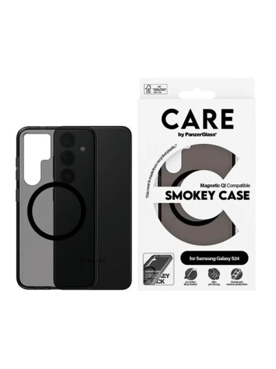 CARE by PanzerGlass Urban Combat Bakdeksel for Samsung Galaxy S24 - Smokey Svart, QI Kompatibel
