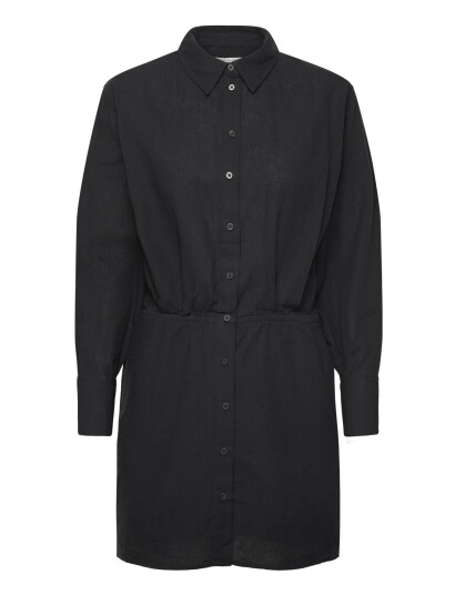 Gina Tricot Linen Blend Shirt Dress - Black - S Gina Tricot Linen Blend Shirt Dress - Black - S