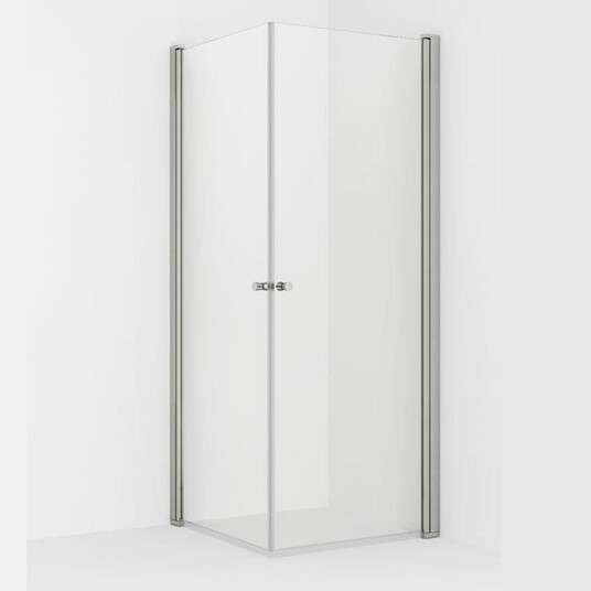 Vikingbad Liam Dusjhjørne Rett H195cm Sølv / Laminert Glass 80x80cm