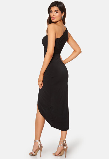 John Zack One Shoulder Rouch Dress Black XL (UK16)