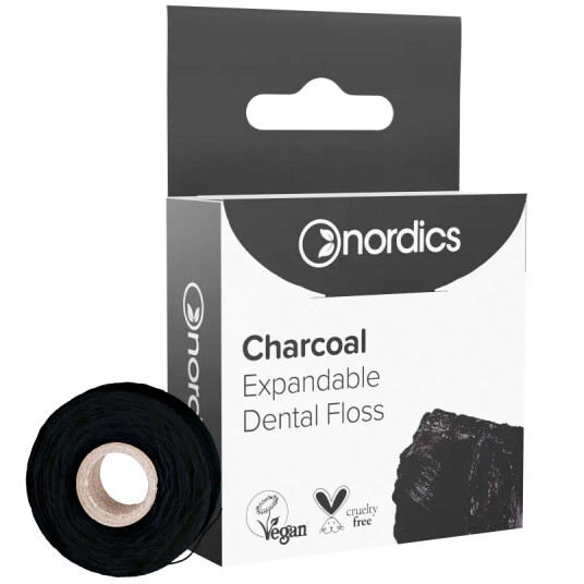 Bærekraftig tanntråd uten PFAS Nordics Expandable Charcoal 30 mtr Bærekraftig tanntråd uten PFAS Nordics Expandable Charcoal 30 mtr