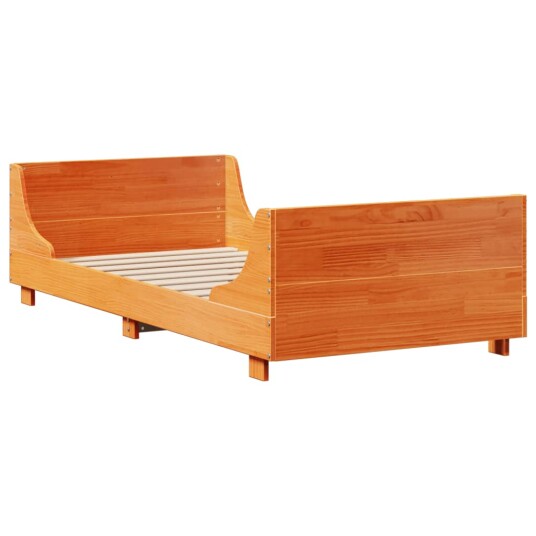 Sengeramme uten madrass voksbrun 75x190 cm heltre furu 8721158625809