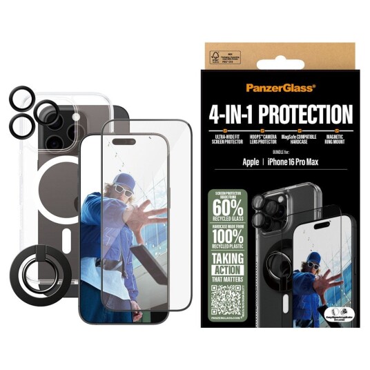 PanzerGlass 4-i-1 Beskyttelsespakke for iPhone 16 Pro Max - Herdet Glass og Kamerabeskyttelse