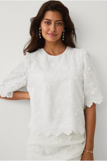 Ellos Collection   Bluse med broderi   Hvit