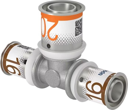Uponor S-press Plus T-rør Reduksjon 16-20-16mm Uponor S-press Plus T-rør Reduksjon 16-20-16mm