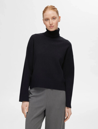 Selected Slfkamma Ls Knit Roll Neck Noos - Black - XL