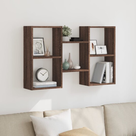  Vegghylle brun eik 96x18x60 cm konstruert tre 8721158360984