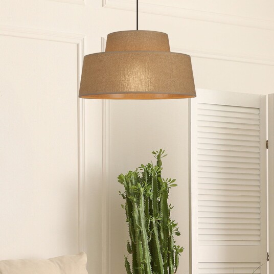 Pendellampe COREP Mallorca dimmbar Beige Stue Papir / kartong 21 Beige