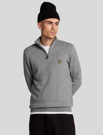 Lyle & Scott Cotton Merino Quarter Zip Jumper - Grey - S