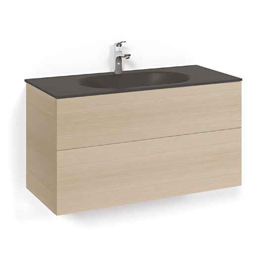 Macro Design Crown Plain/push-open Servantskap 2-skuff - med Glasservant Eik / 100cm Glass Edge Svart Macro Design Crown Plain/push-open Servantskap 2-skuff - med Glasservant Eik / 100cm Glass Edge Svart
