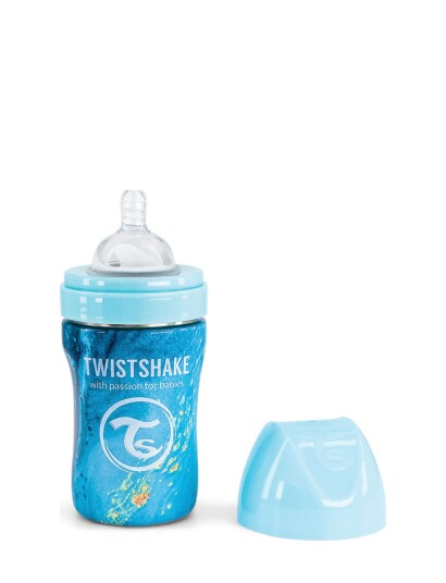 Twistshake Twistshake Anti-Colic Stainless Steel 260Ml Marble Blue - Blue - ONE SIZE Twistshake Twistshake Anti-Colic Stainless Steel 260Ml Marble Blue - Blue - ONE SIZE