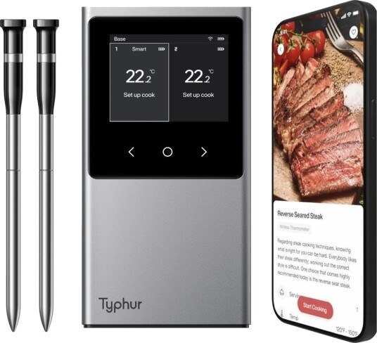 Thyphur Typhur Sync Dual trådløst steketermometer sølv/svart Thyphur Typhur Sync Dual trådløst steketermometer sølv/svart