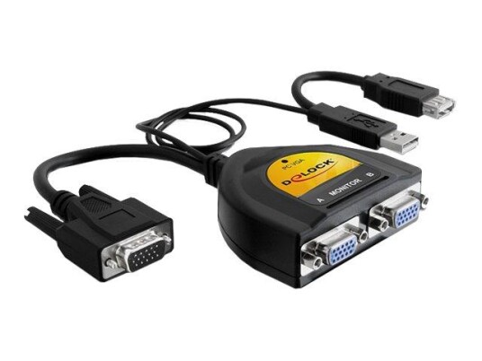 Delock 2 Port VGA Data Splitter - videosplitter - 2 porter Delock 2 Port VGA Data Splitter - videosplitter - 2 porter