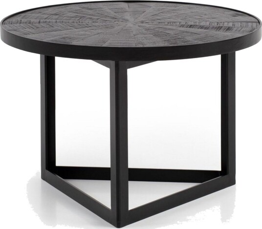 Sofabord Wohnling Rund heltre med steinfinish moderne metallramme -