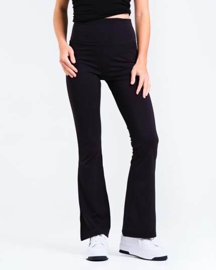 LEVITY Lotus Slit Flare Pants Black Beauty L