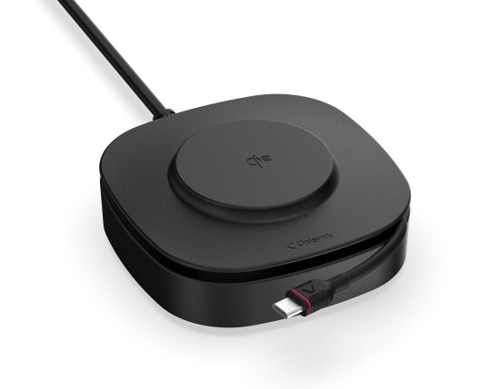Unisynk 80W USB-C Qi2 2-i-1 lader for bærbar PC Unisynk 80W USB-C Qi2 2-i-1 lader for bærbar PC