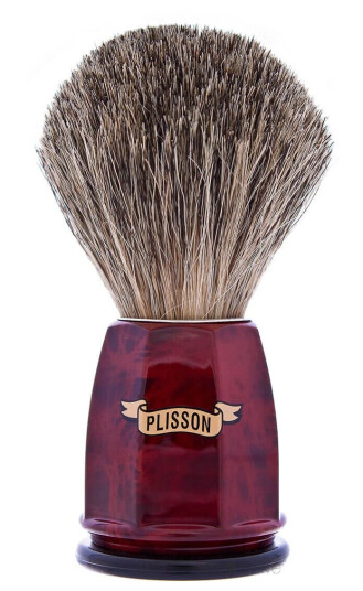 Plisson Shaving Brush, Russian Grey Badger & Imit. WalnutSize 12