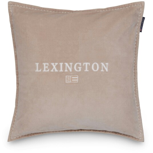 Lexington Logo Organic Cotton Velvet Putetrekk 50x50 cm Hvit / Beige Lexington Logo Organic Cotton Velvet Putetrekk 50x50 cm Hvit / Beige